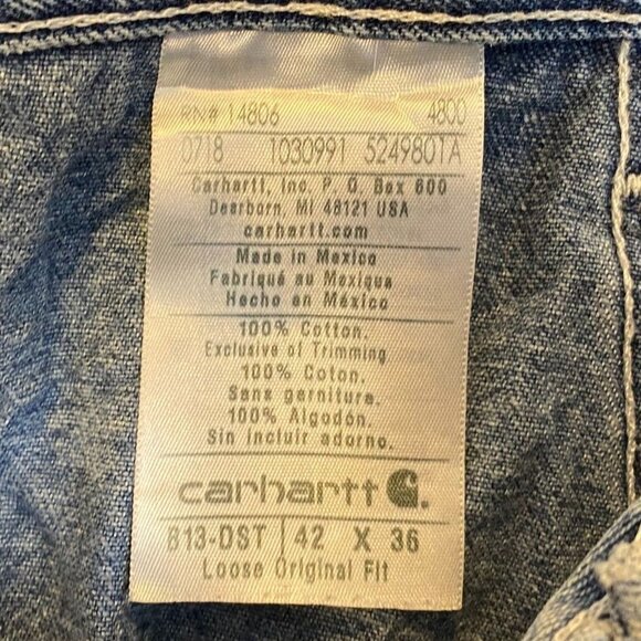 Carhartt Mens Carpenter Pants 42x36 Loose Original Fit Denim Enormous Distressed - Picture 3 of 11